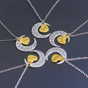 Bijoux personnalisés famille coeur lune pendentif collier pour femmes maman fille grand-mère <span class=keywords><strong>soeur</strong></span> - Product Image 2