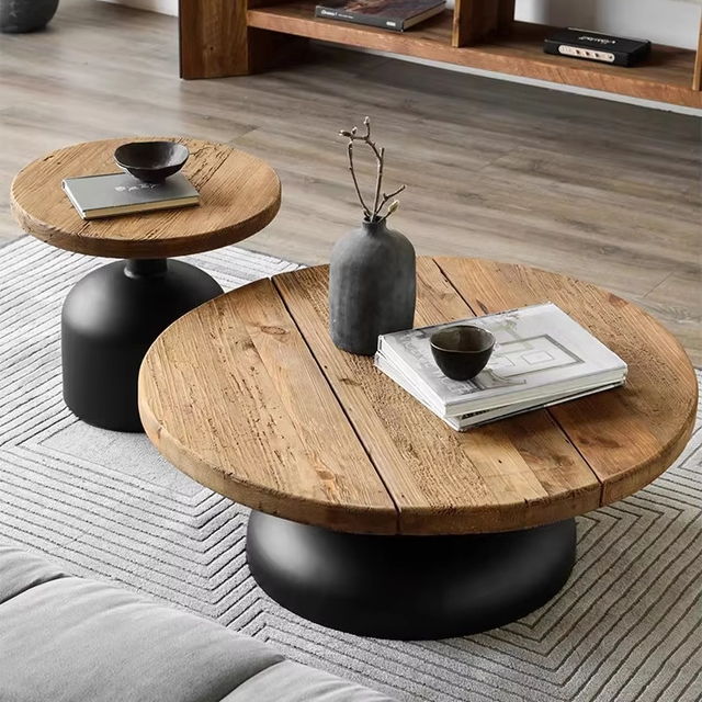 Modern Antiqued Wooden Coffee Table Natural Rustic Panel Style Home Furniture for Living Room