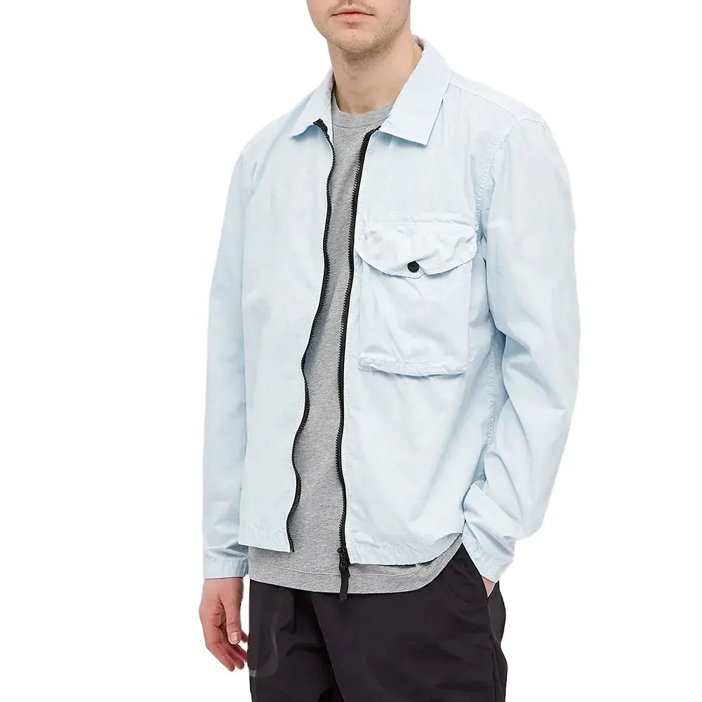 High Quality Super Lightweight Cotton Overshirt Jacket Men Custom Big Pocket Zip Up Plus Size Jackets For Men