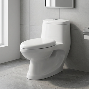 WC monobloc en céramique de style américain Chaozhou, 300 mm, siphon en S, chasse d'eau par siphon, à poser au sol - Product Image 5