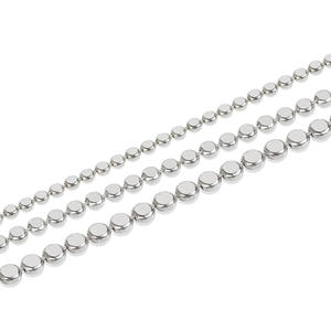 Cadena de cuentas finas de 2,2mm y 2,8mm <span class=keywords><strong>para</strong></span> hombre, cadena de bolas oblatas de Plata de Ley 925 <span class=keywords><strong>para</strong></span> fabricación de <span class=keywords><strong>pulseras</strong></span>/collares, venta al por mayor - Product Image 1
