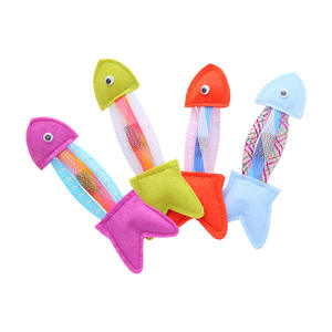 ของเล่นปลาบ้าสำหรับลูกแมวแบบอินเตอร์แอคทีฟในร่ม ขายส่ง ของเล่นแคทนิปแบบวางได้เอง ทนทานต่อการกัด ทำจากวัสดุผ้าพลัฌ - Product Image 6