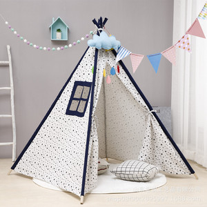 Tienda de campaña infantil de tela con estructura de madera, plegable, para 1-2 personas, para niños y niñas, casa de juegos interior, picnic al aire libre, algodón y lino - Product Image 4