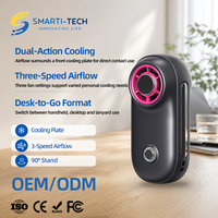 Mini ventilateur portatif rechargeable avec plaque de refroidissement, flux d'air à 3 vitesses, 90° °   Support de téléphone avec cordon et chargement Type-C pour le bureau et les voyages