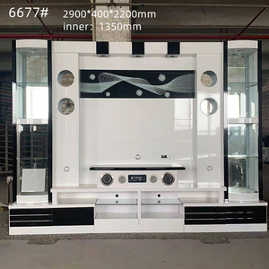 25 mới bằng gỗ sang trọng tủ đặt bàn cà phê phòng khách góc đen tốt nhất vàng gương chiếu sáng LED thiết kế mới nhất TV đứng - Product Image 1