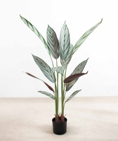 Plante artificielle réaliste de style Calathea en pot en plastique, plusieurs tailles, faible entretien, feuillage vert décoratif