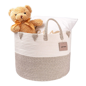 Cesto de Almacenamiento Plegable Extra Grande de Cuerda de Algodón Tejida en Varios Colores, Ideal para Ropa de Bebé y Regalos - Product Image 1