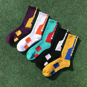 <span class=keywords><strong>Calcetines</strong></span> Deportivos Unisex Funcionales con Bloques de Color, <span class=keywords><strong>Calcetines</strong></span> Transpirables Acolchados para Baloncesto, Correr y Ropa Deportiva - Product Image 1