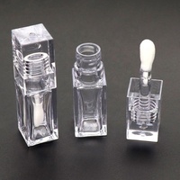 Tubes de gloss à lèvres en plastique transparent de haute qualité, carrés, avec un grand applicateur, emballage cosmétique, 8 ml