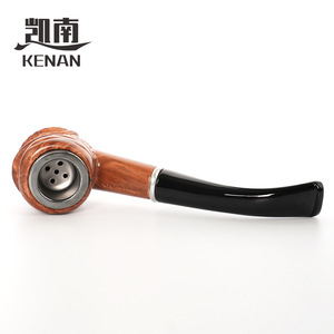 Kenan Carved Resin Lion Head Pipe Bent Type With Removable Filter For Tobacco Use - Product Image 4