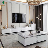 Meuble TV moderne et simple de luxe léger et combinaison de tables basses petit appartement salon maison table à thé plaque de roche