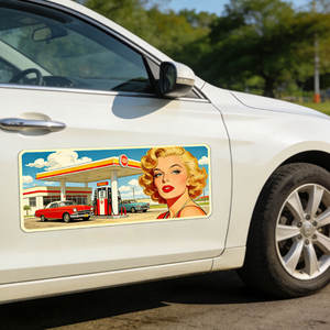 สติกเกอร์แม่เหล็กสะท้อนแสงเตือนความปลอดภัยลายสาวเรโทรสุดฮอต สติกเกอร์ติดรถยนต์ - Product Image 1