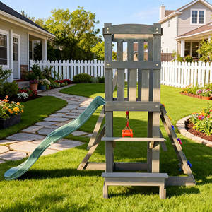Modern <b>Outdoor</b> Wooden <b>Swing</b> Set with Climbing Ladder Hanging <b>Chair</b> Playsets for School Playground & <b>Outdoor</b> Furniture - Product Image 3