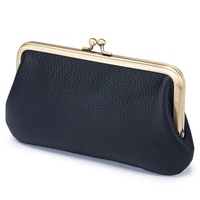 Dompet Clutch Gaya Eropa Amerika Baru Dompet Tangan Kulit Panjang Minimalis Wanita Dompet Koin Gesper Warna Solid