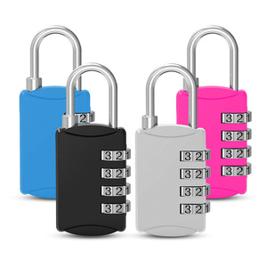 4 Digit Combination <b>Padlock</b> Black Zinc Alloy 28x42x66mm Resettable For Bags Suitcases Travel Locks - Product Image 2