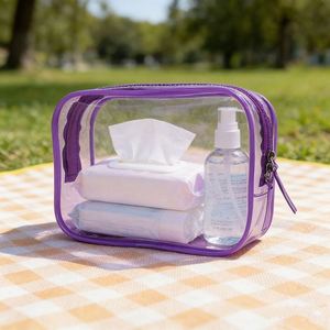 Sac de rangement pour cosmétiques imperméable en PVC transparent avec fermeture éclair, portable, pour les soins de la peau en voyage - Product Image 1