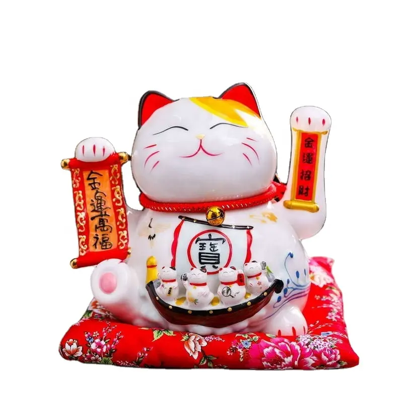 Chinese Witte Keramische Maneki Neko Geld Lucky Cat Fortunate Kat