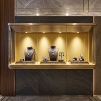Vitrine murale moderne en acier inoxydable et verre, anti-traces de doigts, de luxe, pour bijoux et montres, avec éclairage LED