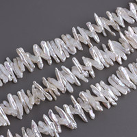 Perles de culture d'eau douce Biwa blanches, qualité AAA, lustre intense, baroque longue et irrégulière, percées au centre, 4-6 x 23-28 mm, perles en vrac