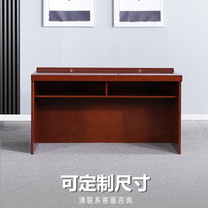 <b>Solid</b> <b>Wood</b> Veneer Executive <b>Desk</b> With Storage Cabinet Office Furniture Conference Room Use Customizable Design - Product Image 3