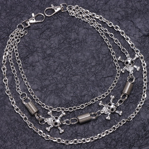 Cadena de cintura estilo Hip Hop Punk Metal con colgante de calavera y cruz, cadena para pantalones, plata tibetana, multicapa, estilo urbano, uso diario - Product Image 4