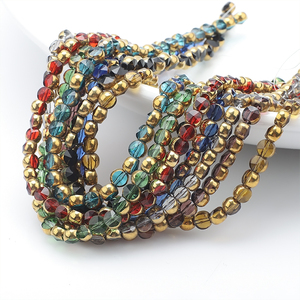 Zhubi 6MM Faceted Round Glass <strong>Beads</strong> Plated Gold Side Original Colors Crystal <strong>Agate</strong> <strong>Beads</strong> for Jewelry Making DIY Necklace - Product Image 1