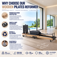 Mesin Pilates Reformer Lipat Aluminium Kayu Oak Maple, Core Bed Tahan Lama dan Portabel untuk Rumah & Studio Yoga