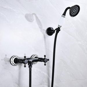 <span class=keywords><strong>Mitigeur</strong></span> <span class=keywords><strong>de</strong></span> baignoire noir rétro en laiton avec douchette à main - Product Image 3