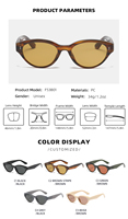F53B01 Lunettes de soleil rétro petit cadre beige Ovale Vintage oeil de chat Rivet femmes Nuances personnalisées Lunettes de soleil
