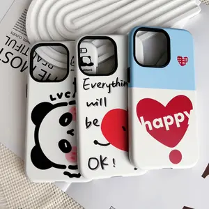 Lucky Panda Love Cute pour iPhone 15 Promax Trendy New Couple Full Package Phone Case