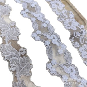 Passamaneria in pizzo di poliestere ricamato a filo sottile in rete bianca stile francese, decorazione floreale, accessori fai da te per orli di abiti, matrimoni, <span class=keywords><strong>Lolita</strong></span> - Product Image 5