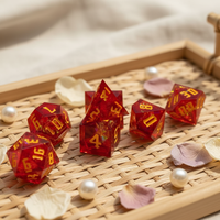 Dés à sept faces transparents arc-en-ciel DND, ensemble polyédrique en résine 7-en-1, peints et teints à la main, avec rangement pour les fêtes et les jeux de table