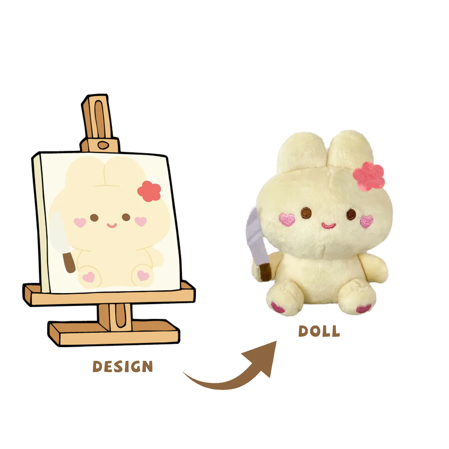 Coniglietto personalizzato di alta qualità per peluche con coltello giocattolo animale dei cartoni animati giocattoli regalo coltello di simulazione personalizzato animale di pezza