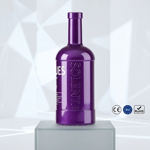 Elegante Botella de Vidrio Mate <span class=keywords><strong>Morado</strong></span> de 750 ml, Botella de Lujo para Licores con Acabado Metálico, Frasco para <span class=keywords><strong>Vodka</strong></span>, Ginebra y Licores, Venta al Por Mayor - Product Image 1