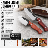 Couteau de boucherie portable en acier inoxydable forgé à la main pour le camping en extérieur et le barbecue