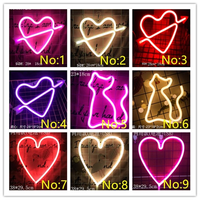 Lampu Neon LED Custom Bertenaga USB Bentuk Kaktus, Kucing, dan Petir untuk Dekorasi Natal dan Kamar Anak