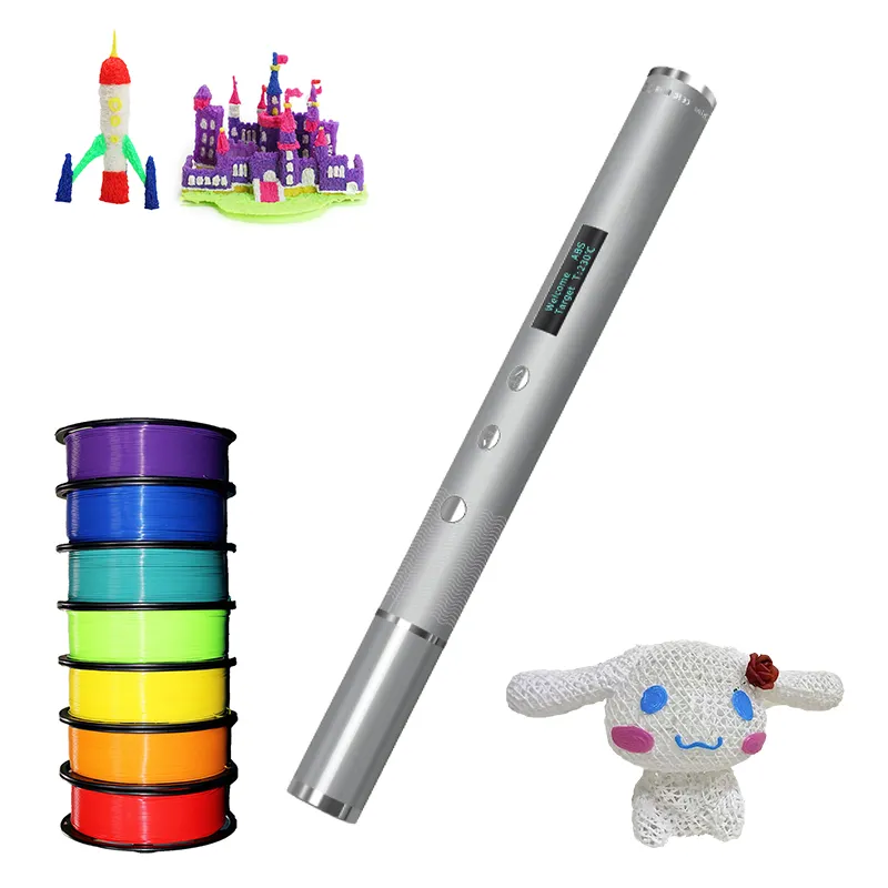 Slimmest 3d Drawing Pen with Oled Display 3d Pen Educational 3d Printer Pen Slimmest Metal Adjustable Multicolor 110V/220V 0.6mm