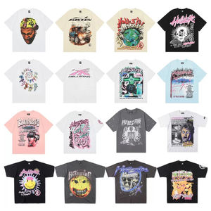 T-shirts pour hommes en coton lourd noir de haute qualité, t-shirt ample à imprimé graphique, t-shirt en daim surdimensionné, broderie 3D personnalisée pour hommes - Product Image 1