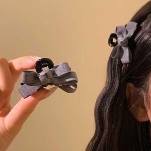Korean style grey <b>bow</b> princess hairstyle small claw <b>clip</b> women's high-end retro bangs <b>clip</b> fluffy hair <b>clip</b> - Product Image 4