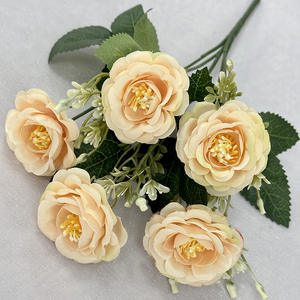 <span class=keywords><strong>Flores</strong></span> Artificiales de Peonía al por Mayor, 5 Cabezas, Ramos Pequeños, <span class=keywords><strong>Flores</strong></span> de Seda, Hojas de Plástico, Decoración del Hogar - Product Image 6