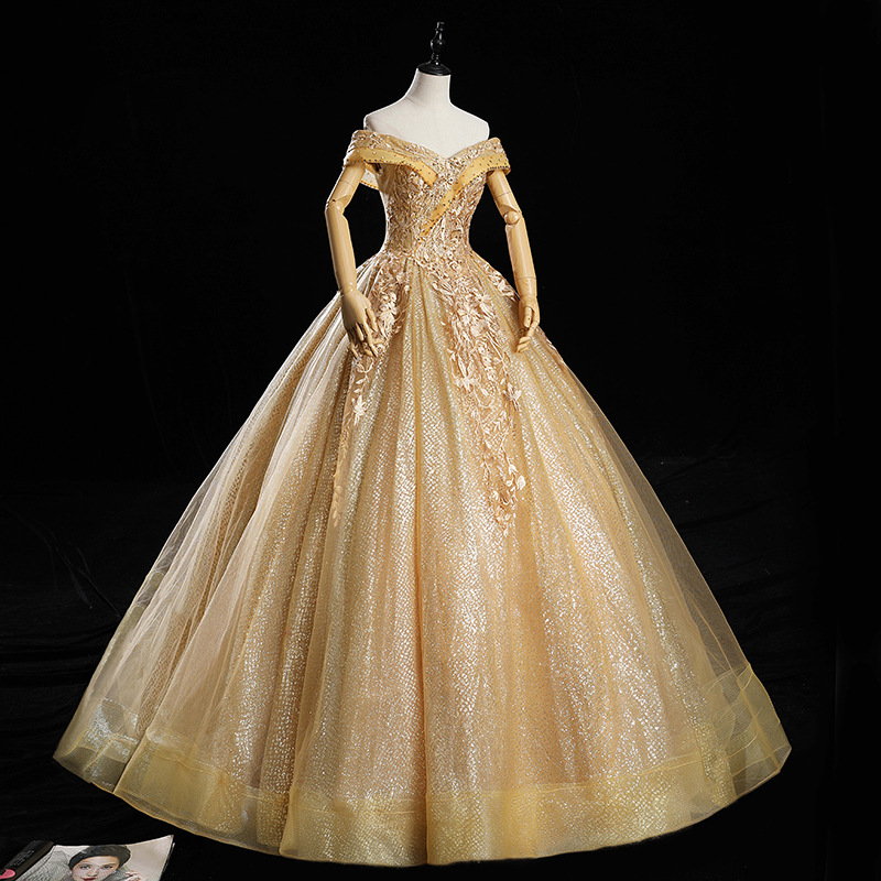 white christmas dresses Champagne Lace Applique Quinceanera Dresses Extra Long Sleeve Sweet 16 Dresses 21426 Champagne / 16W