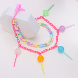 Chaîne de taille Yueli double couche en acrylique/résine/lucite colorée avec pendentif sucette, chaîne de corps décontractée pour femme - Product Image 4