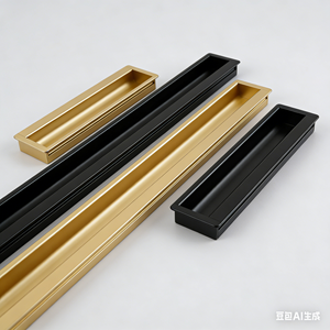 Siyah Gömme Çekme Dolap Kapı Kolu 1000mm Uzun Saplı Dolap Çekmece Kolları Alüminyum Alaşımlı Özel Kapı Kolları - Product Image 1