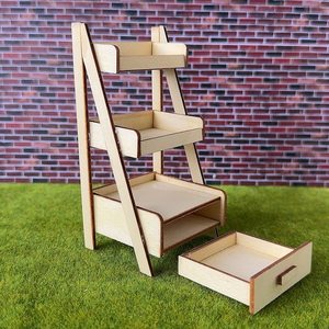 Support à fleurs en bois miniature <span class=keywords><strong>pour</strong></span> maison de poupée 1:12, <span class=keywords><strong>Meuble</strong></span> miniature <span class=keywords><strong>pour</strong></span> maison de poupée, Modèle d'étagère en bois <span class=keywords><strong>pour</strong></span> scène Ob11, Étagère DIY - Product Image 6