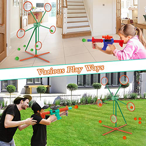 Kit de pistolets à balles souples pour <span class=keywords><strong>2</strong></span> joueurs avec cible rotative pour des défis de tir en intérieur/extérieur, ensemble de jeu de combat interactif - Product Image 4