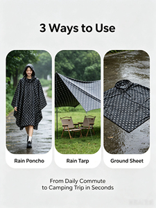 Unisex Lightweight Zipper <strong>Rain</strong> For Poncho Windproof Hooded <strong>Jacket</strong> For Adults Logo Printed Rainwear For Travel Camping Tours For - Product Image 2