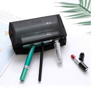 Sac de maquillage en maille carrée à fermeture éclair, décontracté et tendance, sac de voyage portable avec poignée, vente en gros - Product Image 6