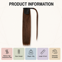 Extension de queue de cheval en fibre haute température, bande magique à enrouler, postiche synthétique lisse et soyeux pour femme