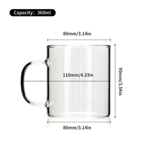 Tazze da <span class=keywords><strong>caffè</strong></span> in vetro trasparente con manico a bocca larga grande tazza da tè bicchieri di vetro - Product Image 6