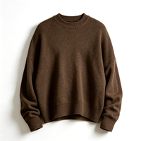 Pull en laine d'agneau respirant et chaud de haute qualité OEM, surdimensionné et épais, pour hommes, col rond